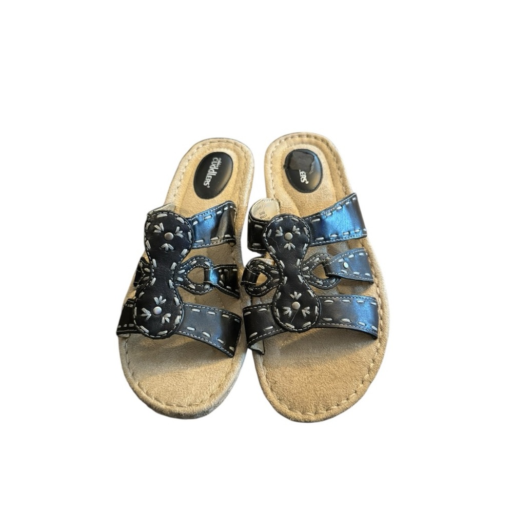 Cobbie Cuddlers Slip-on Leather Navy Sandals